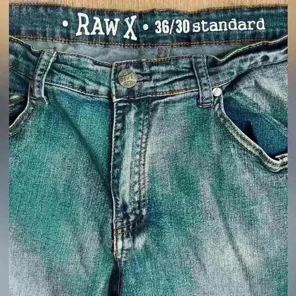 RawX Jeans Mens 36x30 Standard Y2K Denim Jeans Frayed Edge Decorative Stitch - Picture 4 of 14